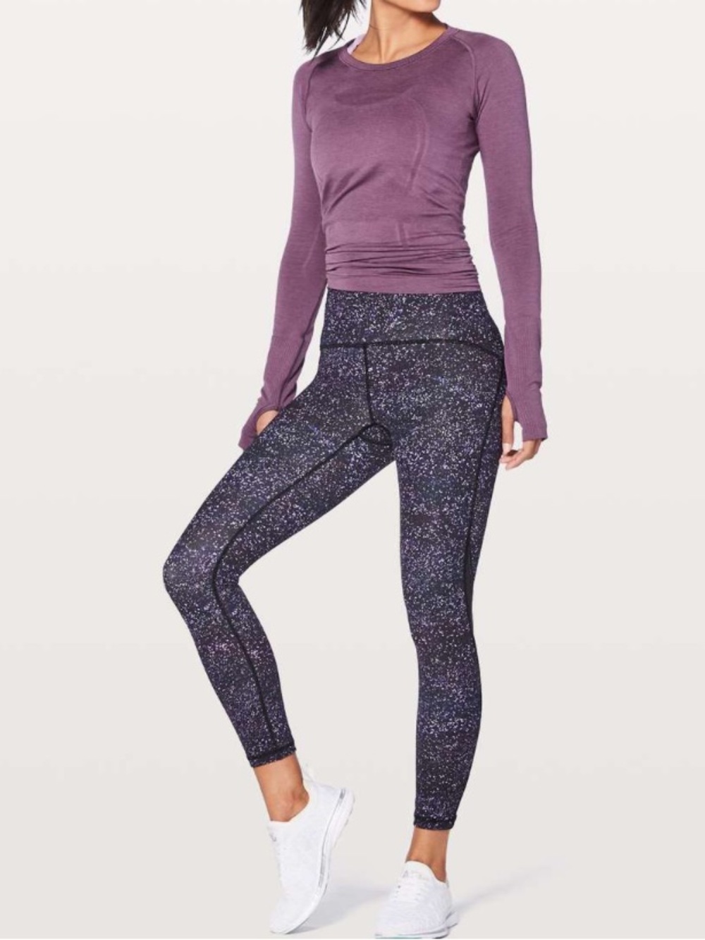 Lululemon Train Times 7/8 Pant 25"
Crystalline Purple Multi / Black Mesh Legging